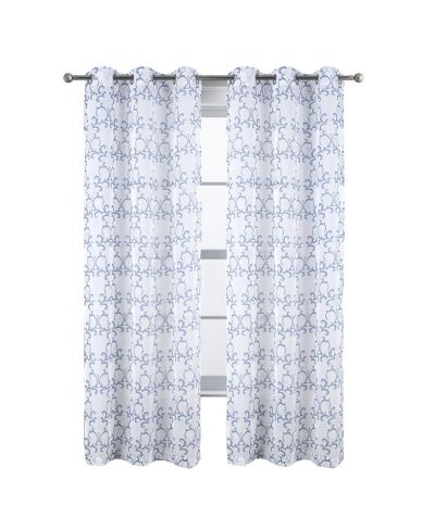 RT Designers Collection Crown Grommet Sheer Metallic Printed Doily Curtain Panel