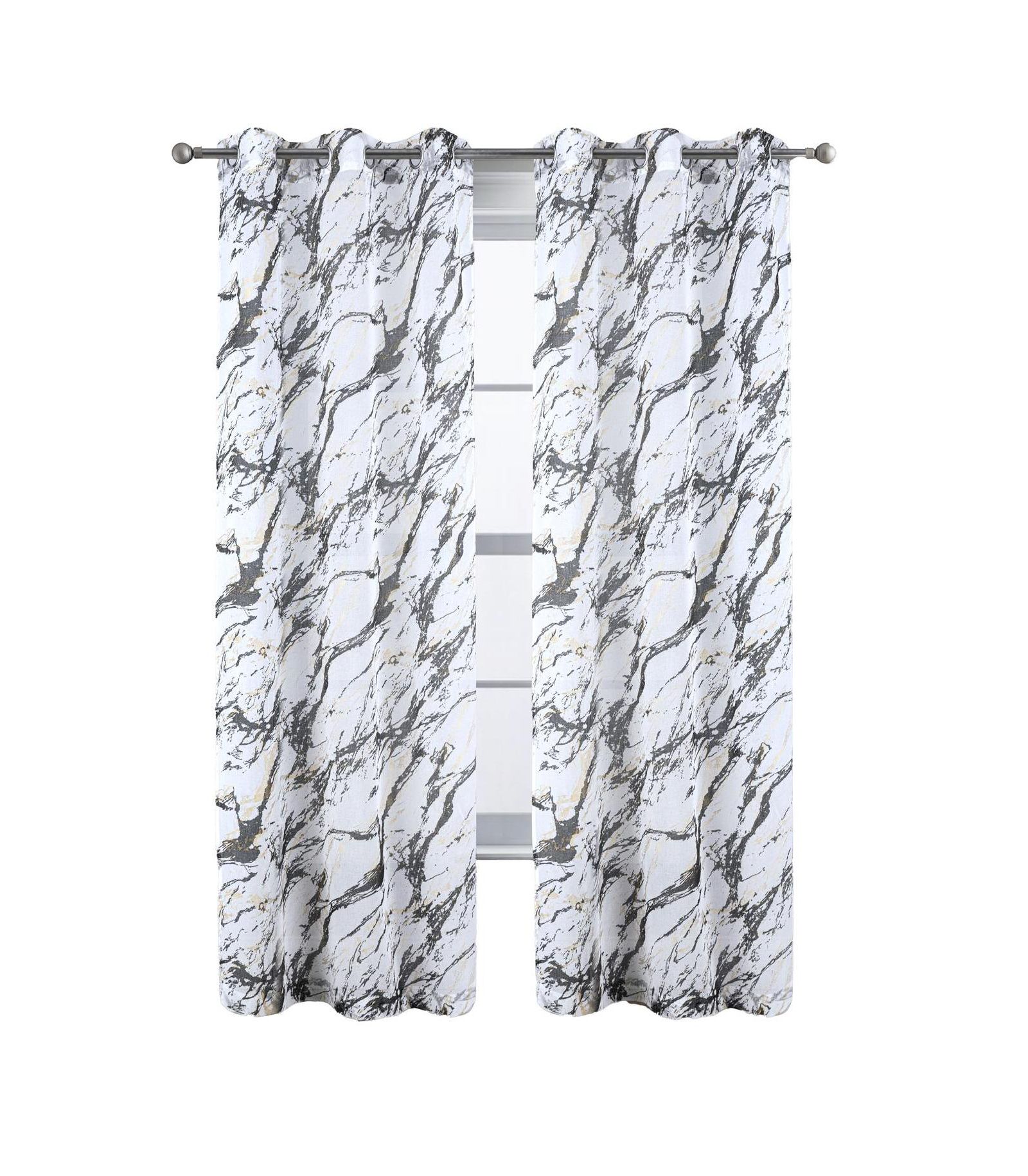 Тюль RT Designers Collection Marble Grommet, металлический принт, черный