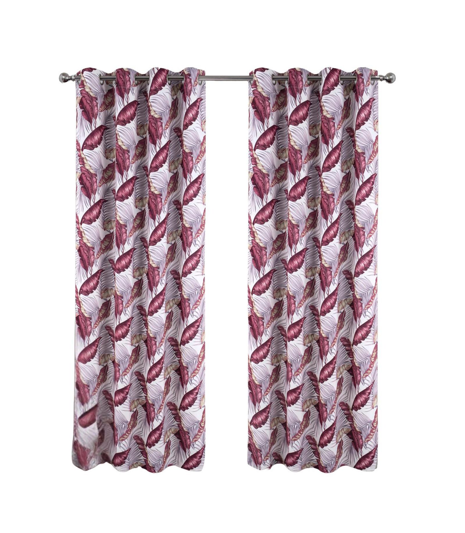 RT Designer Collection Brazil Printed Blackout Luxurious Decorative Grommet Curtain Panel 54" x 90" Burgundy