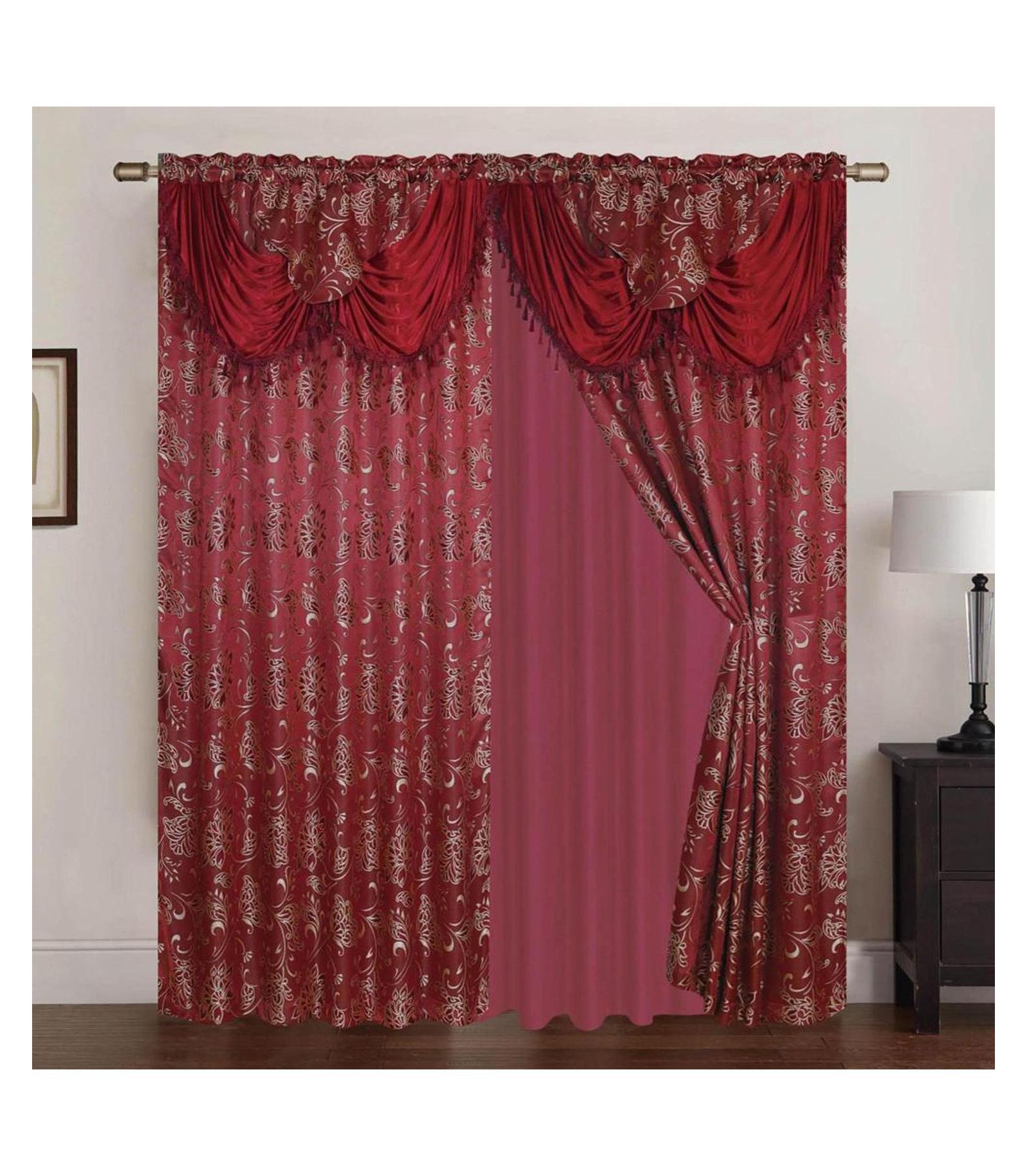 Rt Designers Collection Clayton 2-Piece Double Panel Elegant Thermal Insulated Grommet Curtain Panels - Each Panel 54" X 84" Burgundy