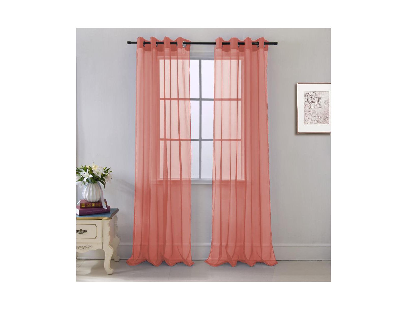 RT Designers Collection Cara One Sheer Grommet Light Filtering Curtain Panel 54" x 90