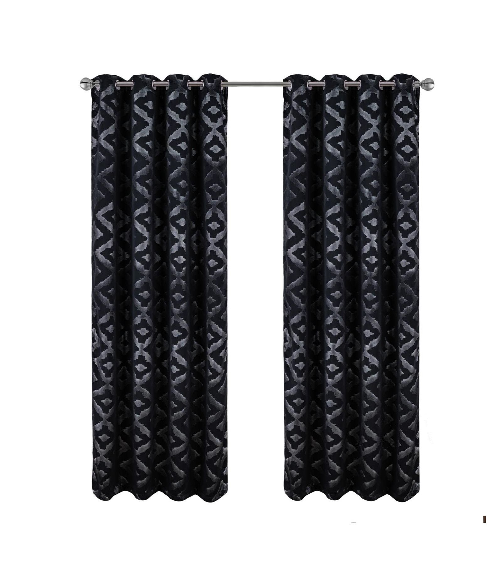 Декоративная штора RT Designer Collection Heathrow Halo Foil Blackout с люверсами, черная, 54" x 90"