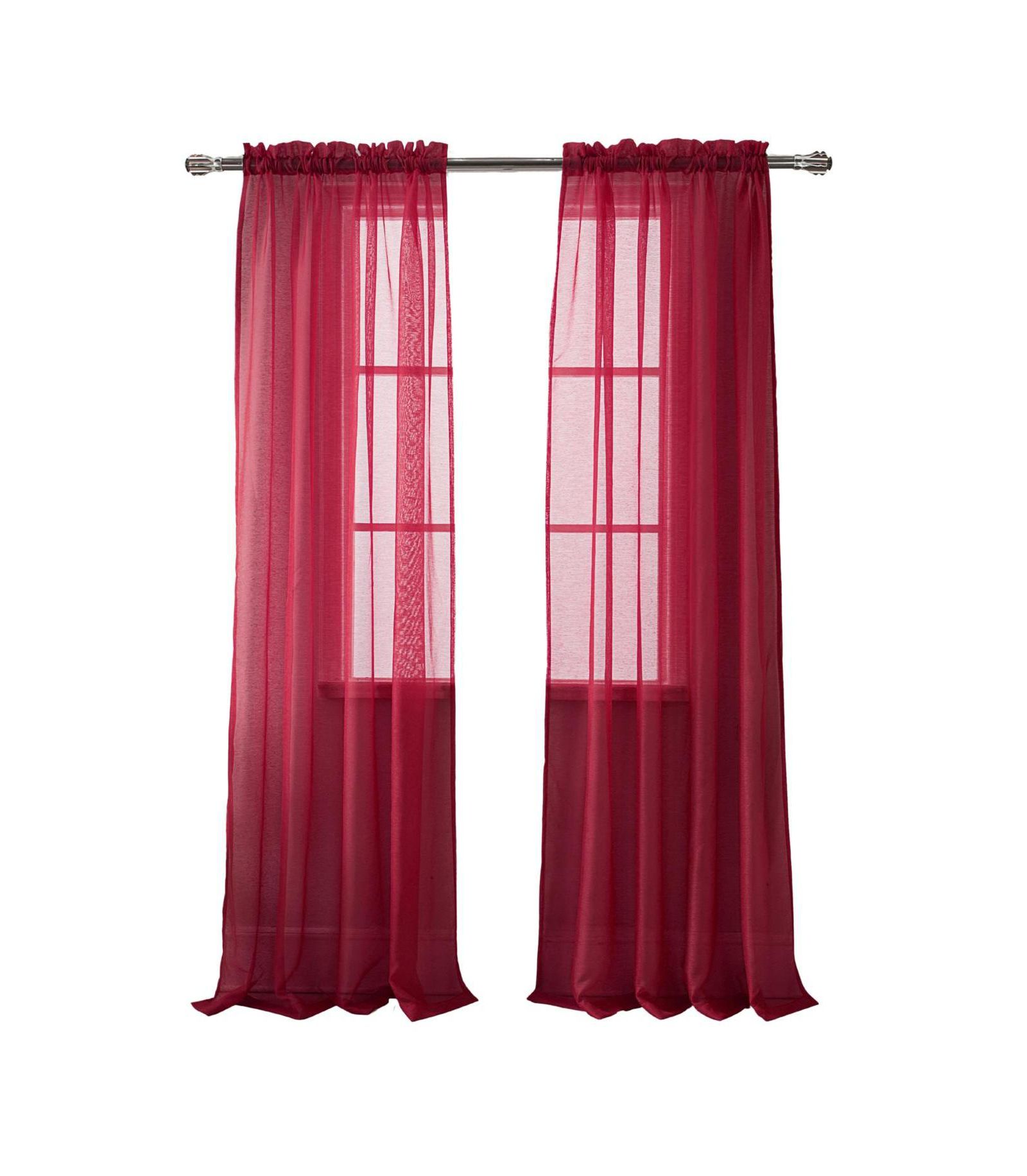 Штора RT Designer Collection Celine прозрачная современная, 54" x 84", бордовая