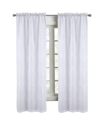 RT Designers Collection Pearl Emb Metallic Doily Rod Pocket Room Darkening Window Curtains for Bedroom 54" x 95" White