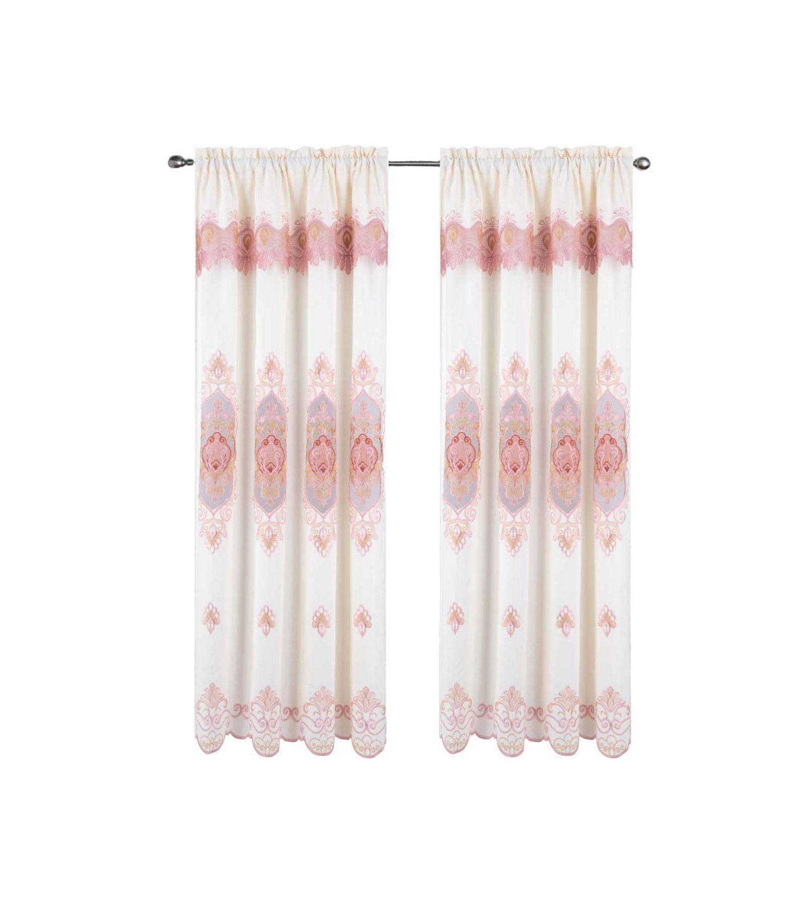 RT Designer Collection Betsy Macrame Rod Pocket Curtain Panel 52" x 84" Blush
