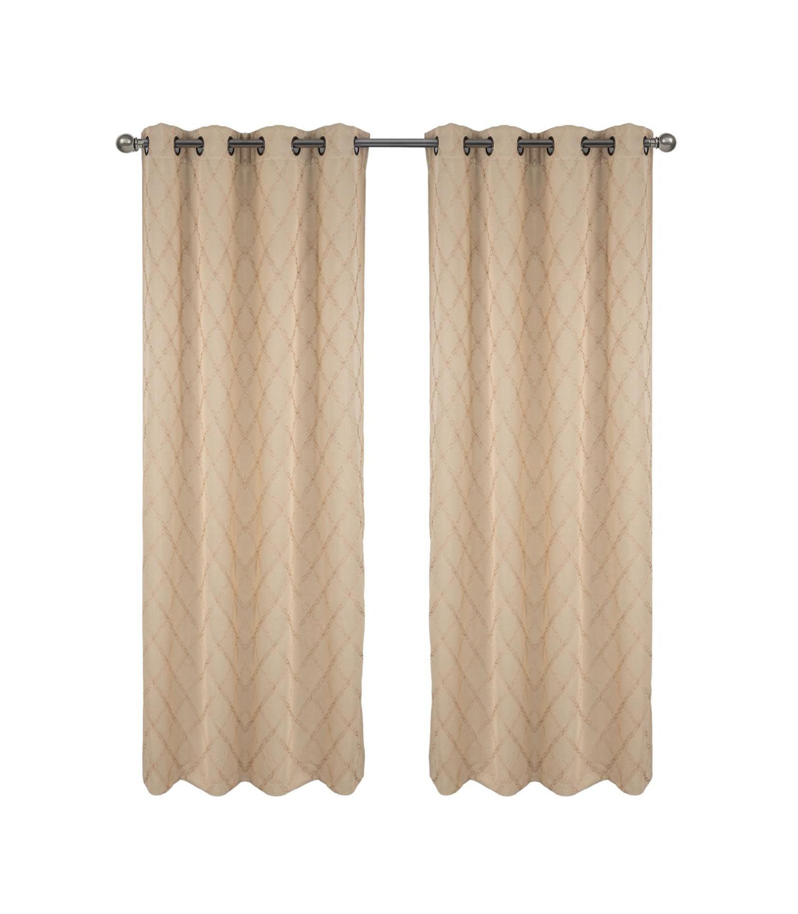RT Designer Collection Gable Embroidered Blackout Luxurious Decorative Grommet Curtain Panel Beige