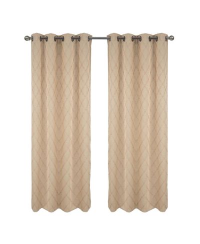 RT Designer Collection Gable Embroidered Blackout Luxurious Decorative Grommet Curtain Panel Beige