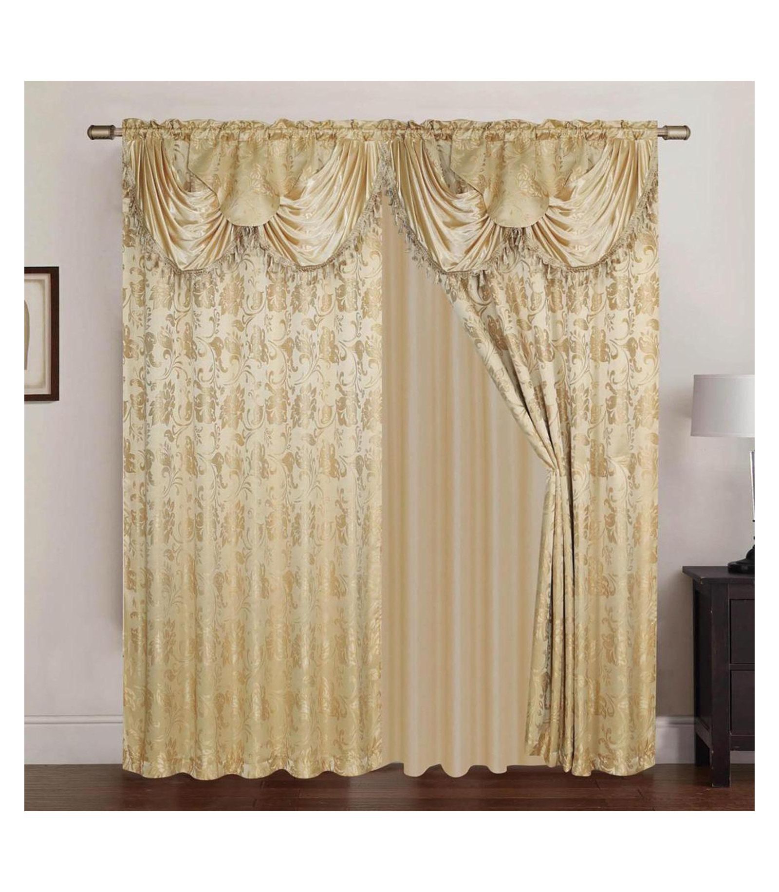 Rt Designers Collection Clayton полупрозрачные шторы с люверсами, набор из 2 панелей, 54" X 84", золотой