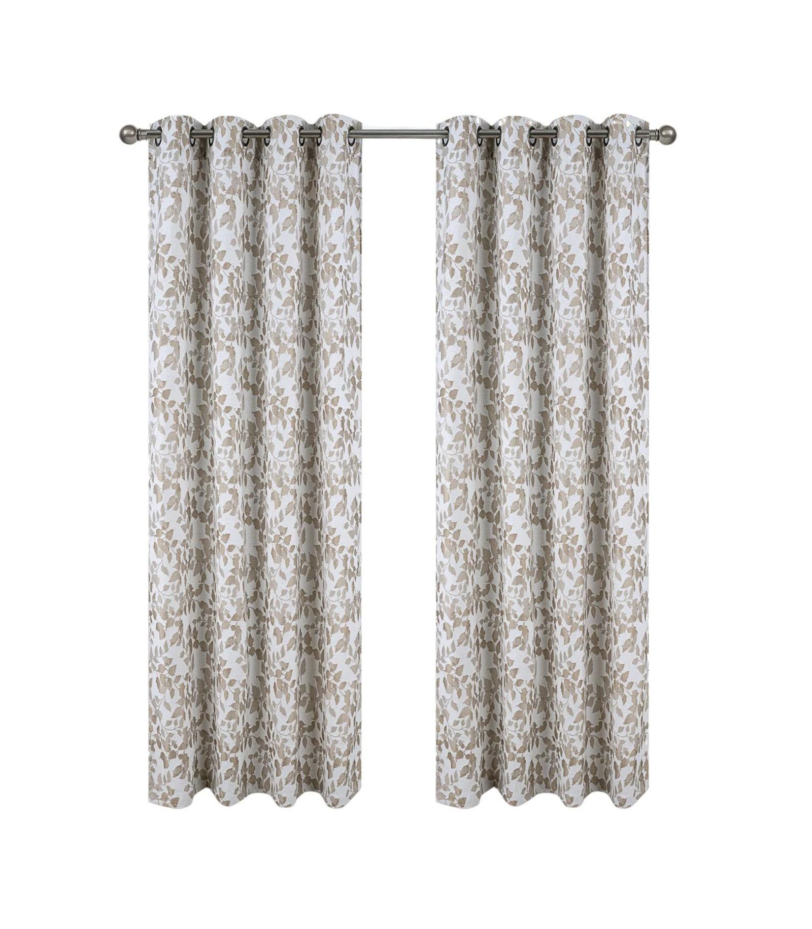 RT Designer Collection Brent Jacquard Luxurious Decorative Grommet Curtain Panel 54" x 84" Taupe