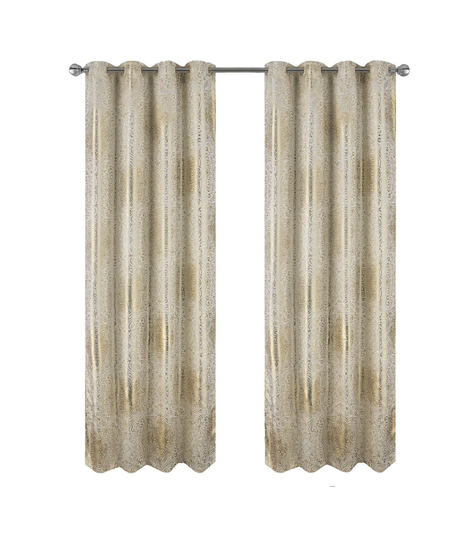 RT Designer Collection Helena Halo Foil Blackout Luxurious Decorative Grommet Curtain Panel 54" x 90"