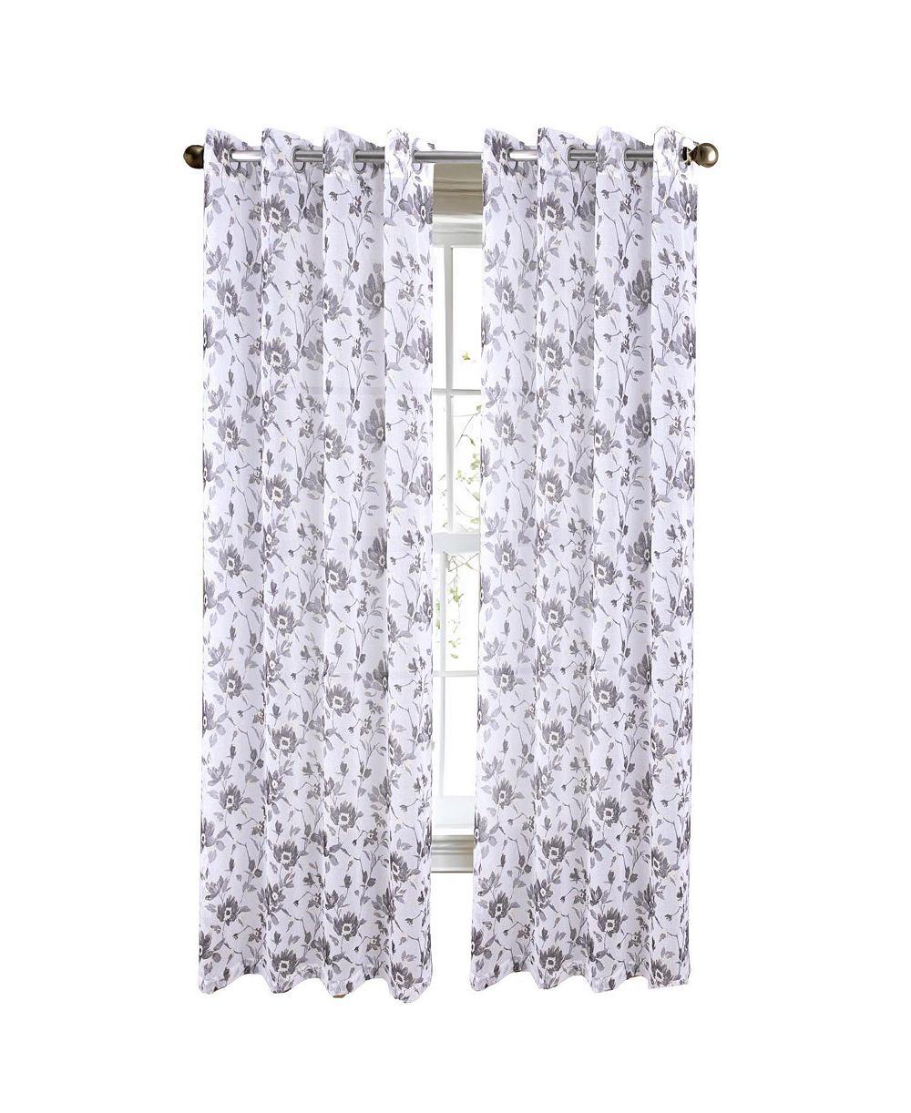 RT Designers Collection Декоративная занавеска Meadow Grommet, металлический прозрачный принт, 54" x 95", серая