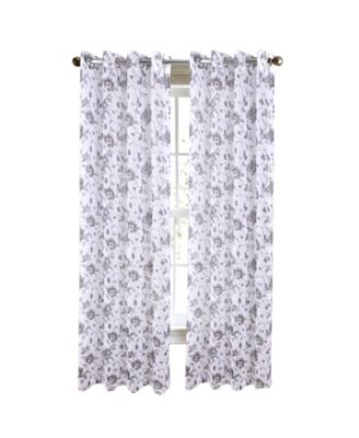 RT Designers Collection Meadow Grommet Metallic Sheer Printed Doily Curtain Panel 54" x 95" Grey