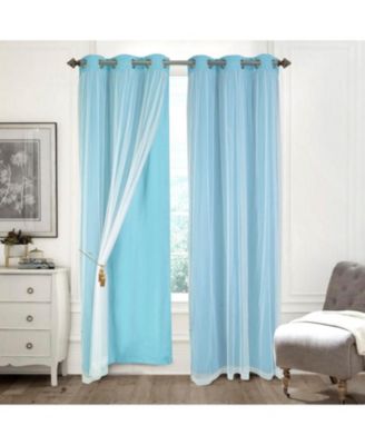 RT Designers 100% Polyester Hendrix Double Layer Blackout Metal Grommet Panel Pair 38"x84" Blue
