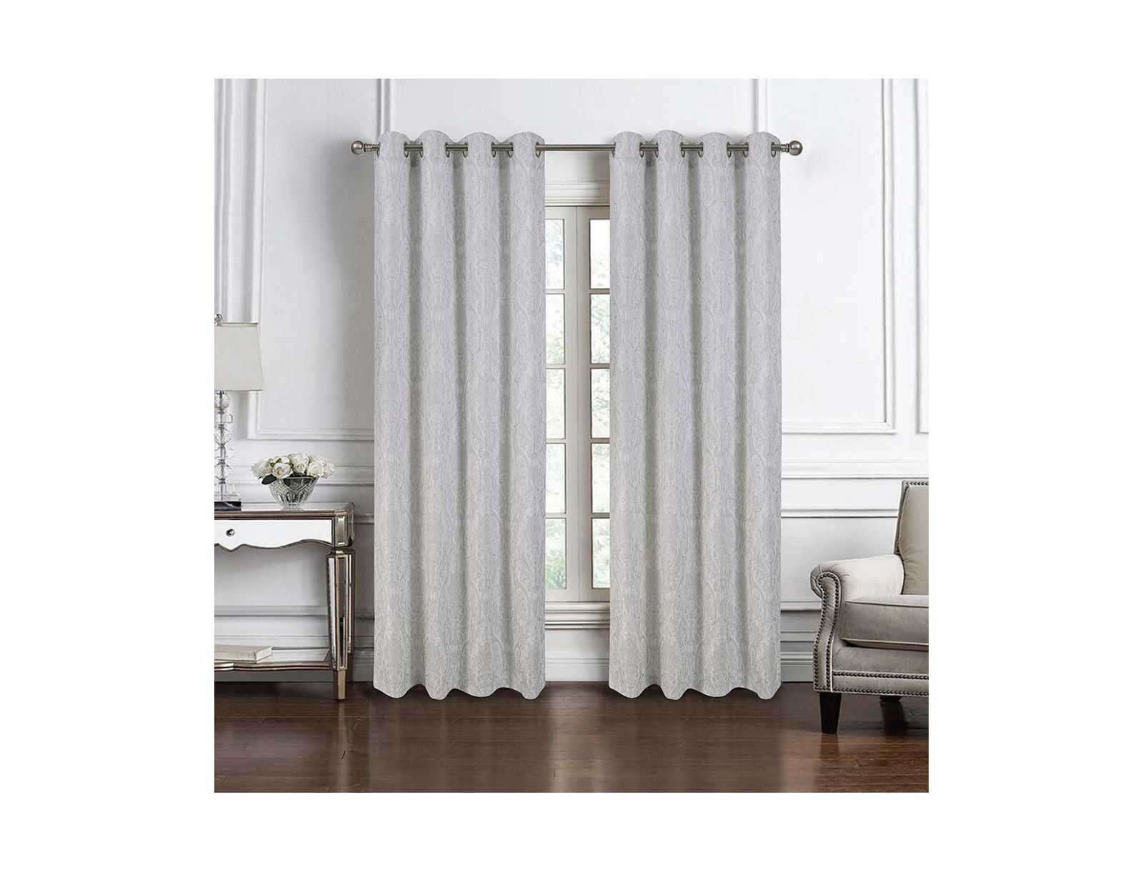 Штора RT Designers Collection Bridgeport Jacquard с люверсами 54" x 90" Silver