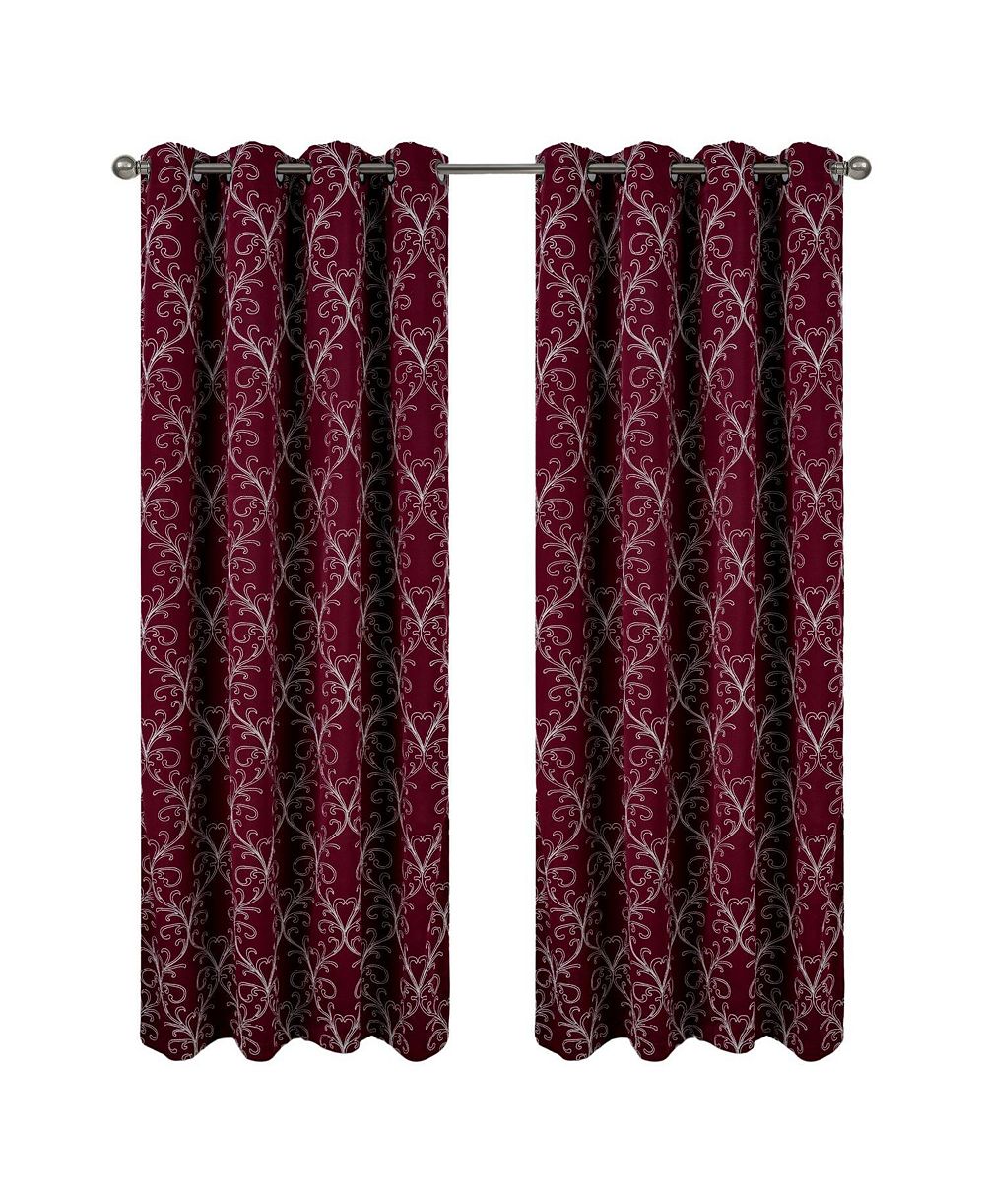 Штора RT Designer Collection Kimber Embroidered Blackout Luxurious Decorative Grommet Burgundy