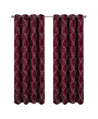 RT Designer Collection Kimber Embroidered Blackout Luxurious Decorative Grommet Curtain Panel Burgundy