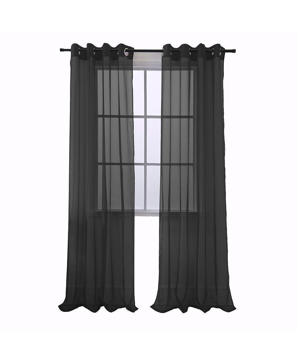 RT Designers Collection Cara One Sheer Grommet Light Filtering Curtain Panel 54" x 90" Black