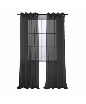 RT Designers Collection Cara One Sheer Grommet Light Filtering Curtain Panel 54" x 90" Black