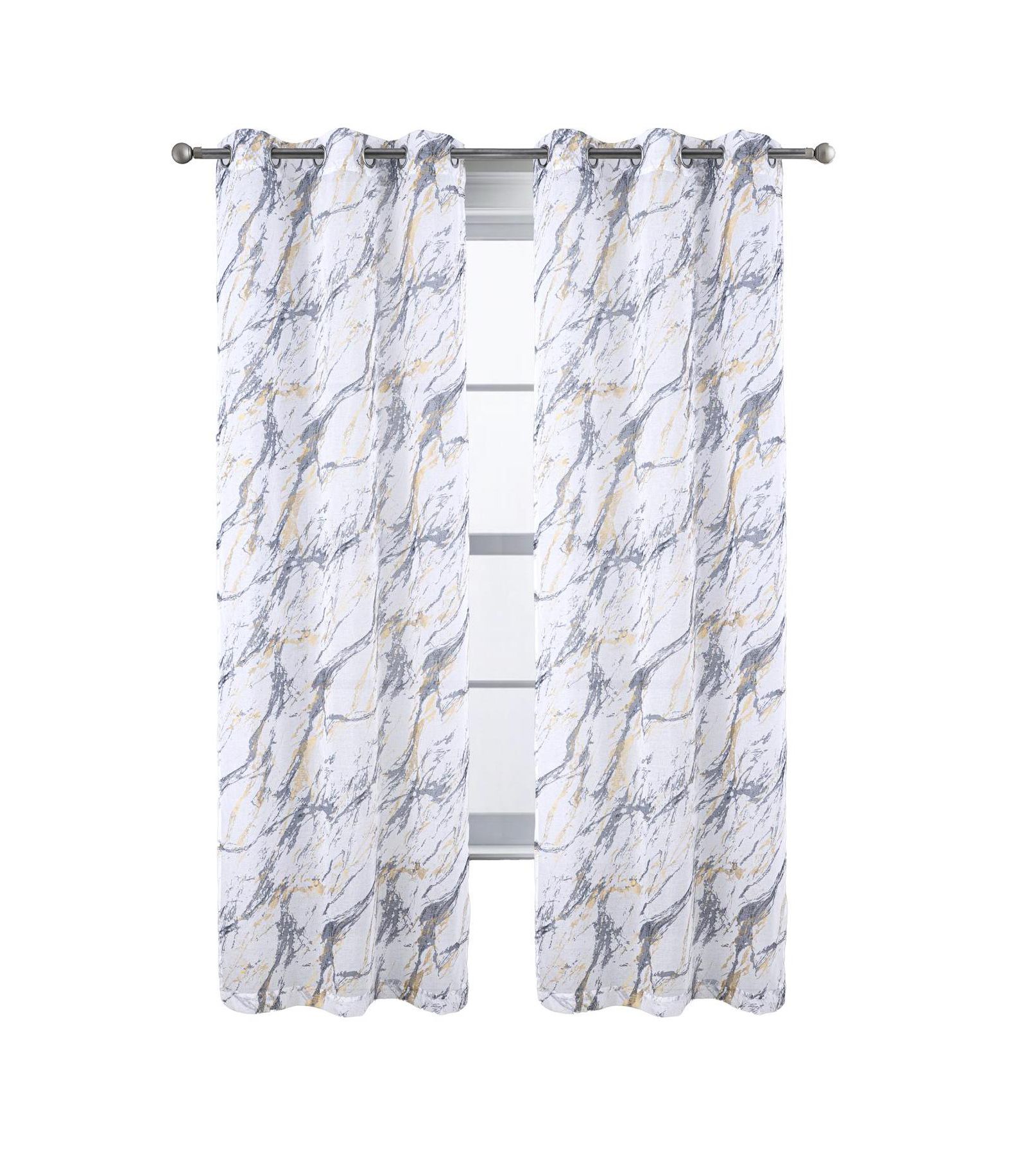 Прозрачная штора RT Designers Collection Marble Grommet Metallic Sheer Printed Doily Grey