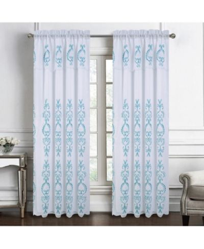 Стильная премиальная вышитая штора RT Designers Collection Jayla, 54" x 90", бирюзовая