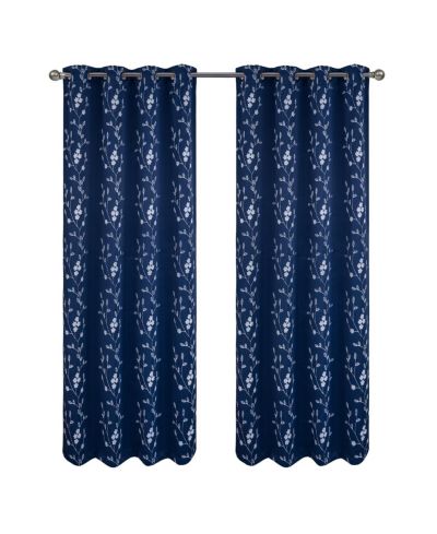 RT Designers Collection Lilian Embroidered Blackout Luxurious Decorative Grommet Curtain Panel