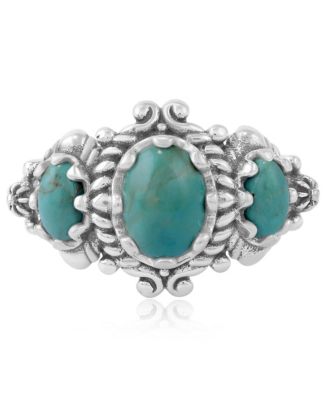 Кольцо American West Jewelry Sterling 3-Stone Oval Scalloped Bezel, размеры от 5 до 11