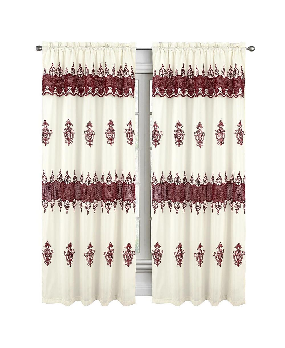 RT Designers Collection Штора Debbie Macrame с карманом для штанги, бежево-бордовая