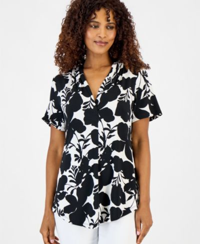Женский трикотажный топ JM Collection Printed Short-Sleeve V-Neck