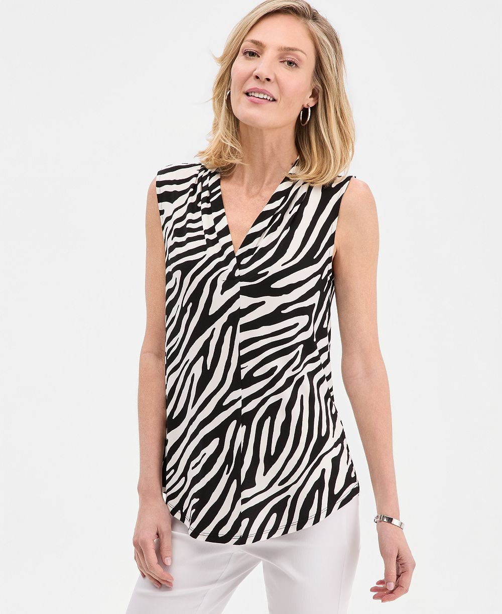 JM Collection Women's Printed Sleeveless V-Neck Knit Top, Macy's Exclusive