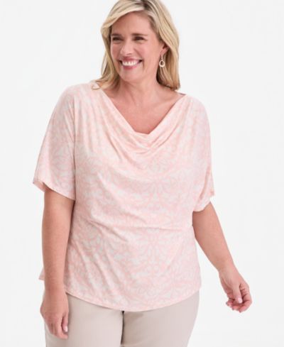 JM Collection Женский трикотажный топ Plus Size с воротником-стойкой