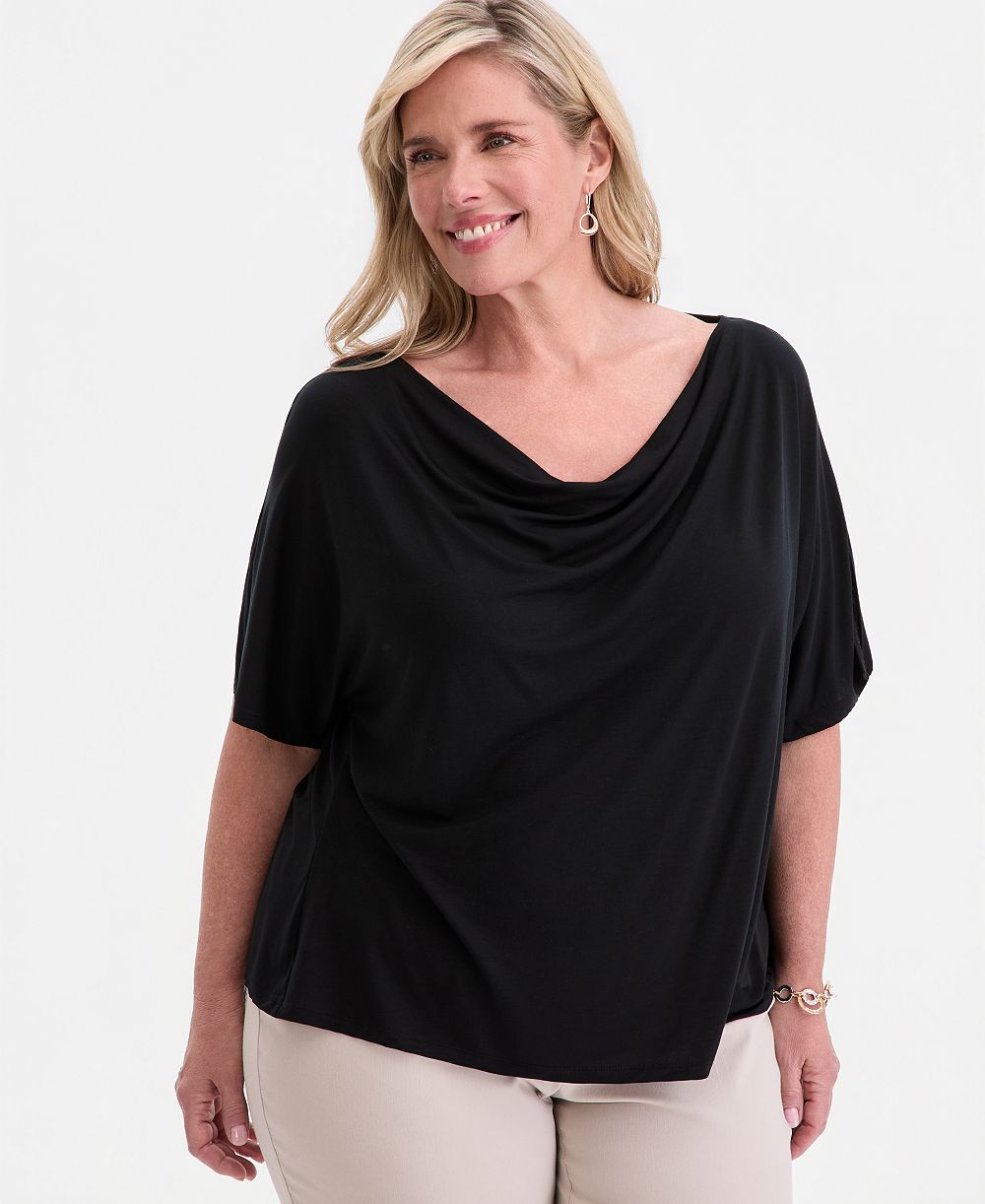 Женский топ JM Collection Plus Size Cowl-Neck Flutter-Sleeve