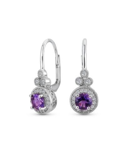 Серьги Bling Jewelry Art Deco Style Halo Circle Circlet Solitaire Synthetic Stone Drop из стерлингового серебра.925