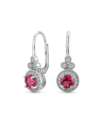 Bling Jewelry Art Deco Style Halo Circle Circlet Solitaire Synthetic Stone Drop Earrings .925 Sterling Silver