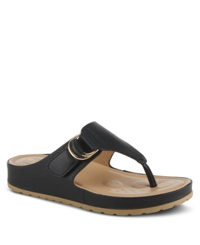 Сандалии Patrizia Rozeta Women's Leather Toe Thong Slide с пряжкой