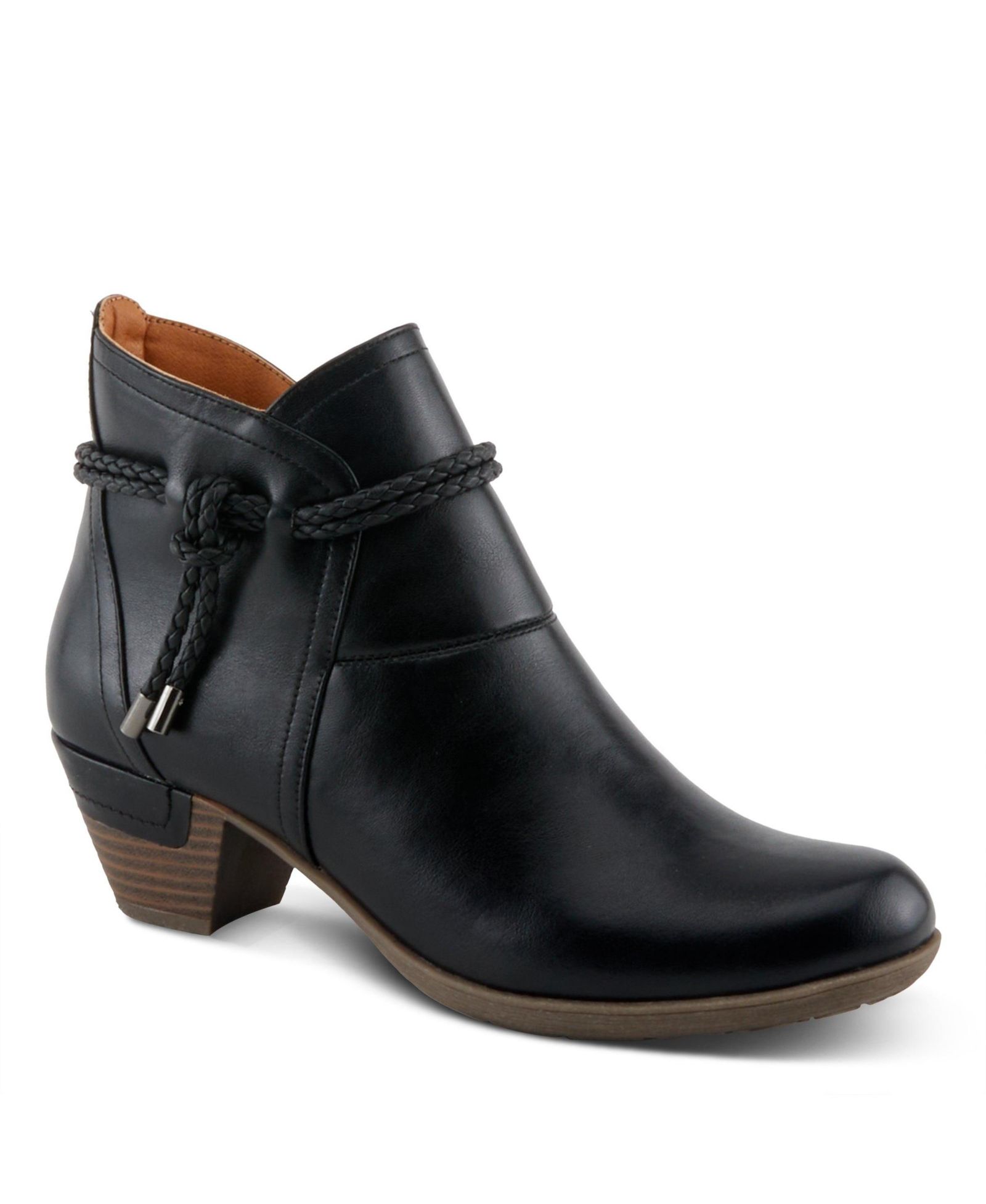 Patrizia Women’s Stacked Heel Decorative Lace Detail Ankle Booties
