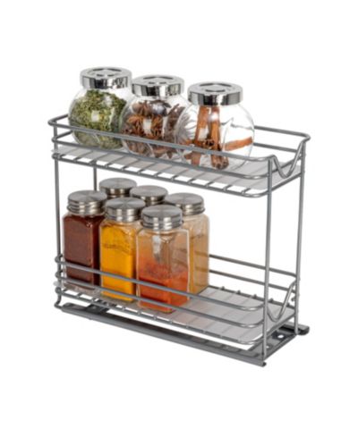 Выдвижной органайзер для хранения Household Essentials Glidez Steel с пластиковыми вставками, 2 яруса, Brushed Silver