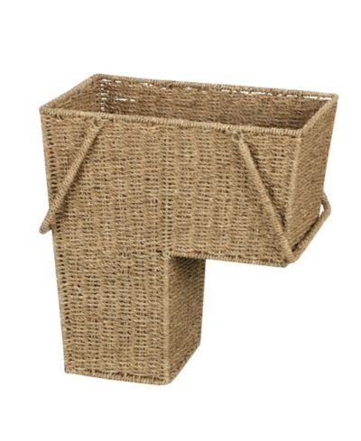 Household Essentials Wicker Stair Basket with Handles