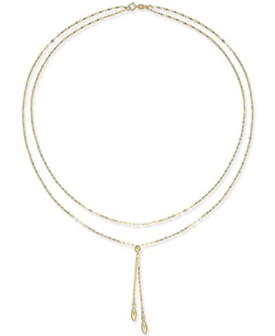 Двухслойное колье-лариат 14k Gold, 18"