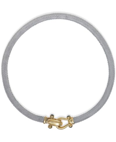 Золотая сетчатая колье-воротник Italian Gold в 14k Gold поверх Sterling Silver