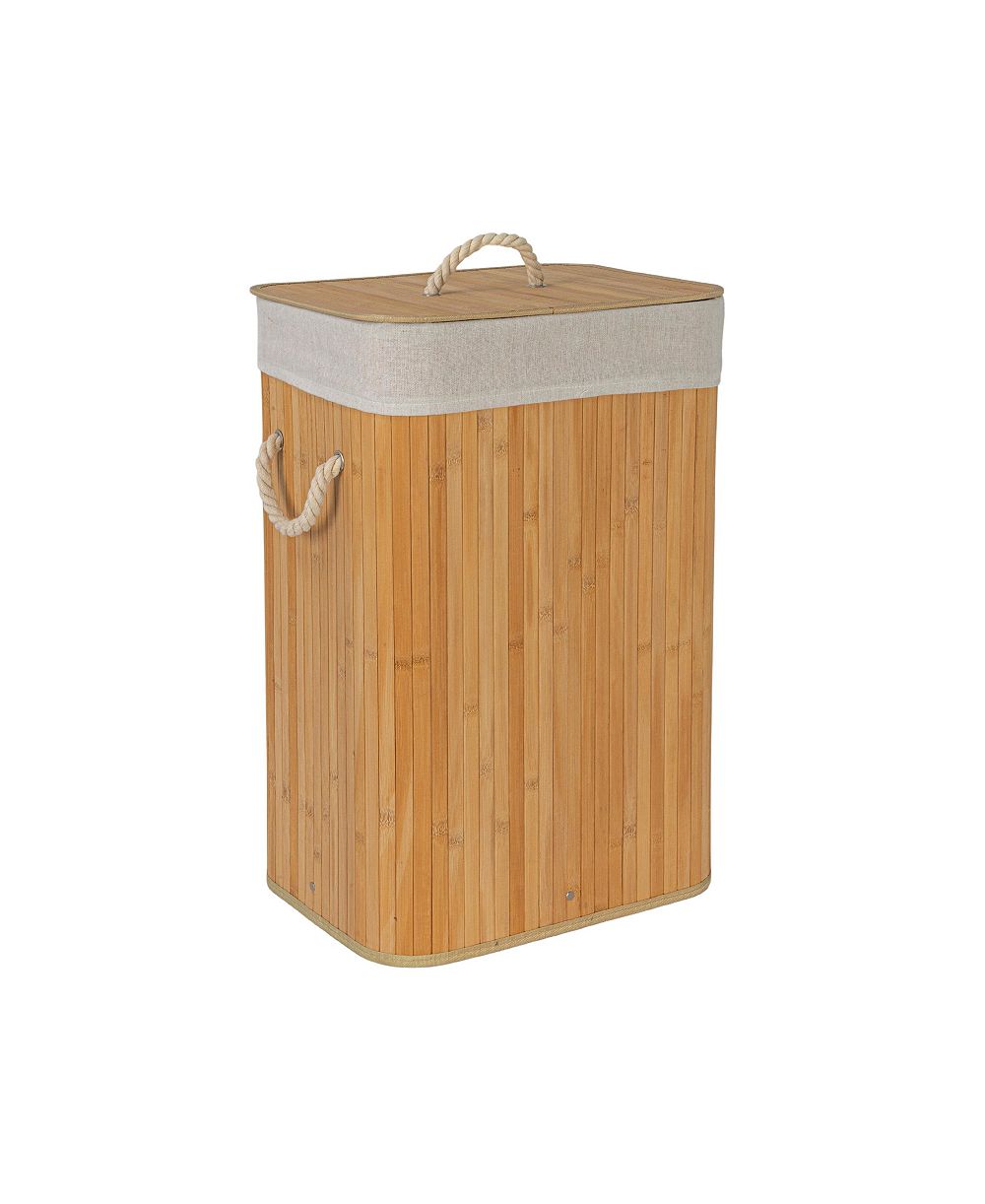 Household Essentials Bamboo Laundry Hamper with Rope Handles, 19-Gallons