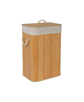Бамбуковая корзина для белья Household Essentials с ручками из веревки, 19-Gallons