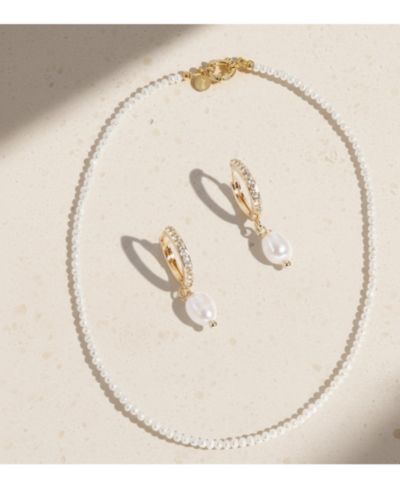 Набор украшений Joey Baby 2-Pc. Set Handcrafted Dainty Freshwater Pearl Necklace and Earrings in -Plated Finish