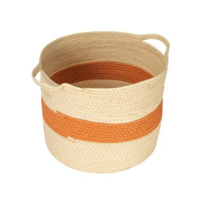 Household Essentials Round Handwoven Paper Rope Basket with Handles
