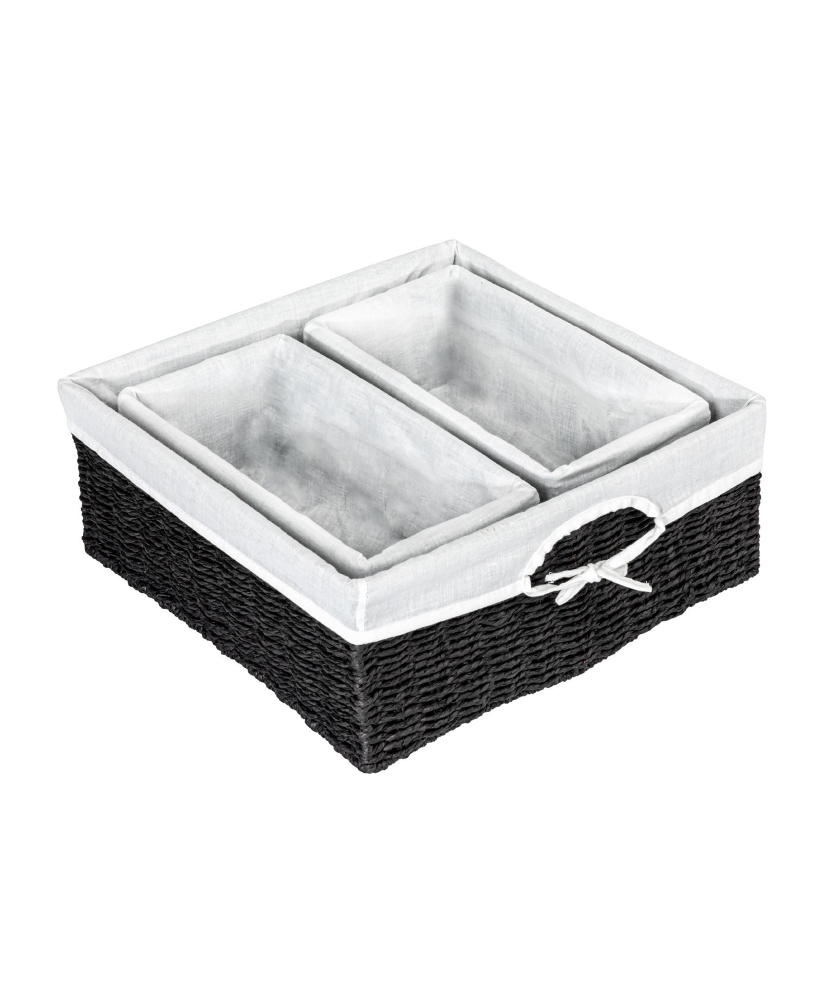 Household Essentials Wicker Basket Set, 3 Pieces, 1 Large and 2 Small Water Hyacinth Baskets