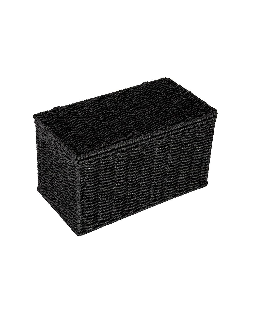Корзина Household Essentials Small Handwoven Paper Rope Wicker с крышкой, серая