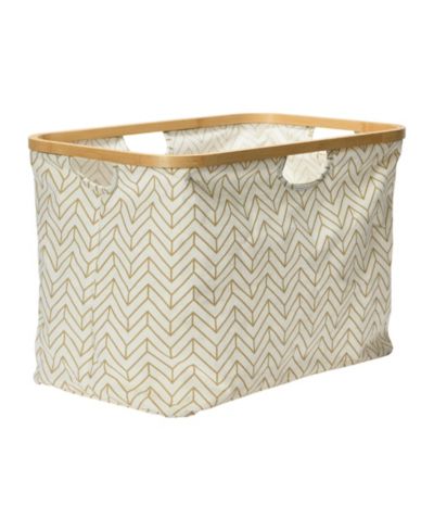 Корзина-контейнер Household Essentials с бамбуковой окантовкой и ручками, Tan Chevron
