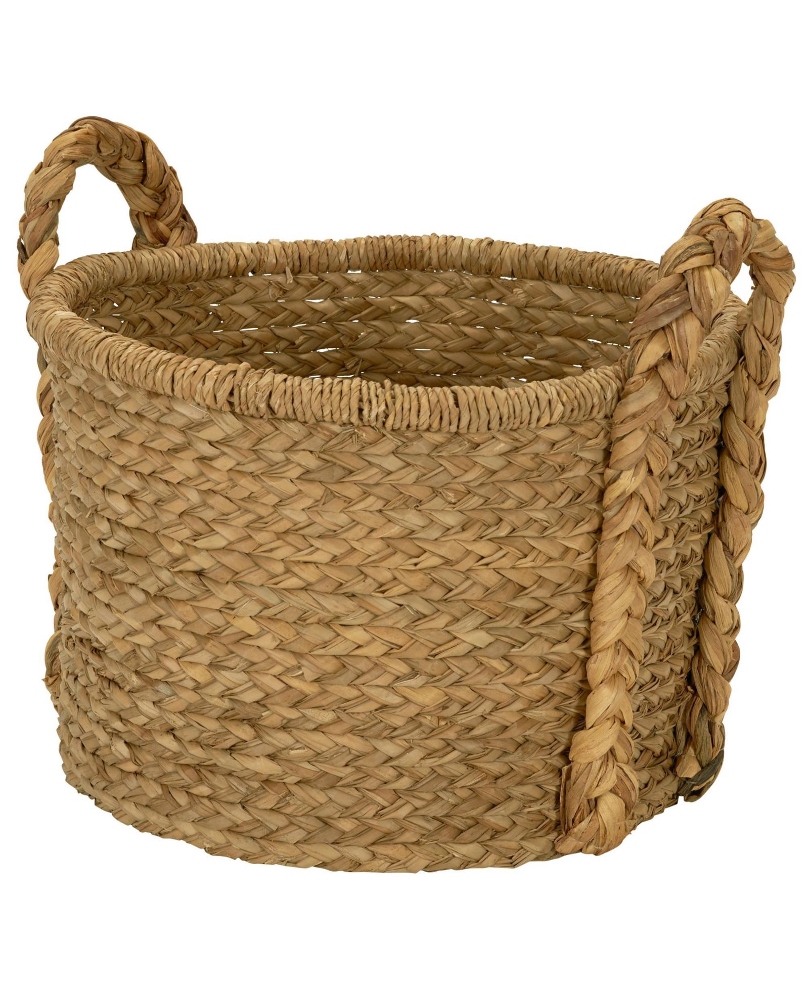 Household Essentials Large Wicker Storage Basket, Floor Basket with Braided Handles