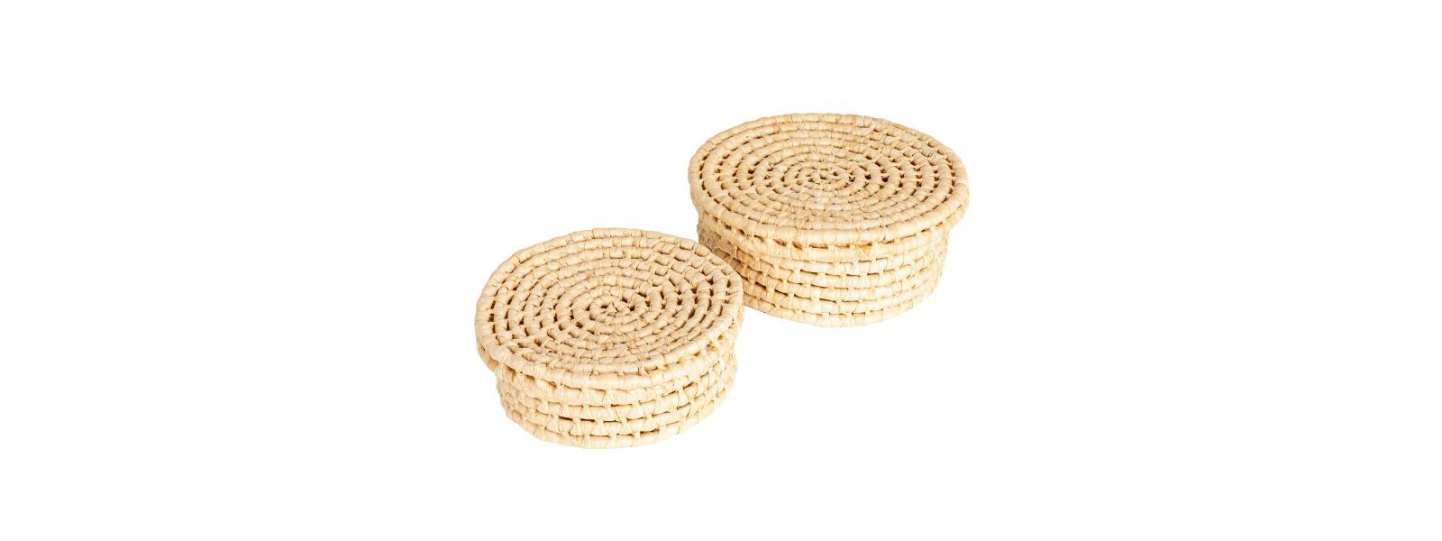 Household Essentials Handwoven Corn Leaf Nestable Baskets with Lids, Set of 2