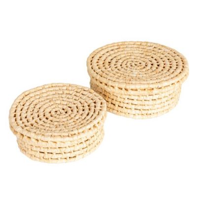 Набор из 2 плетеных корзин из кукурузного листа с крышками Household Essentials