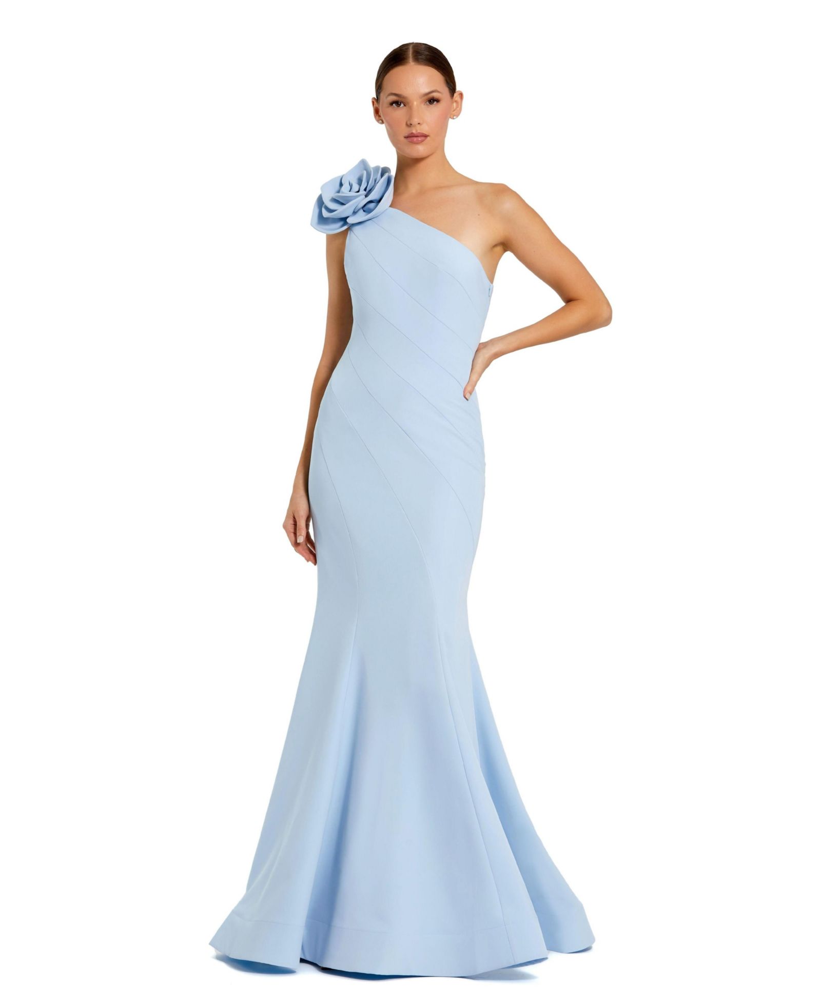 Mac Duggal Женское вечернее платье-русалка из крепа с 3D цветами